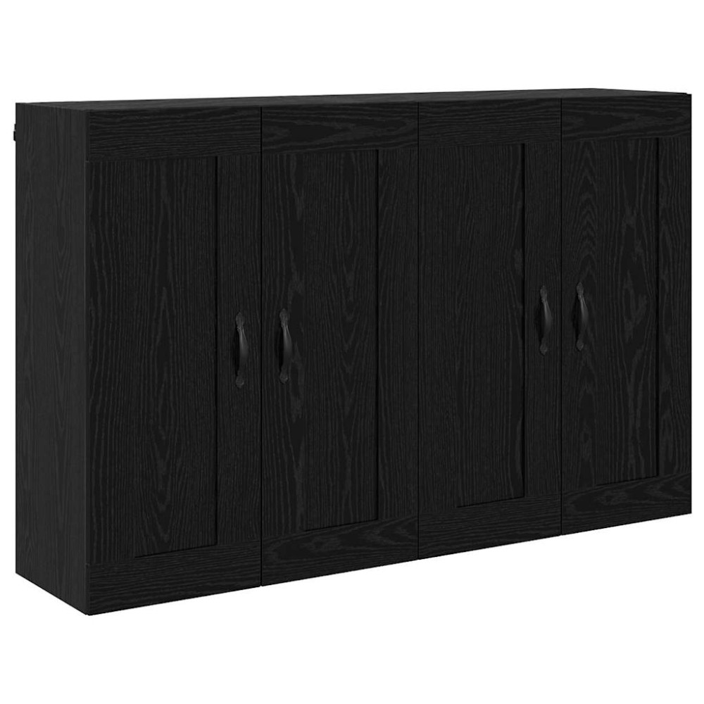 Produktbild för Väggmonterat skåp Väggmonterad 2 pcs Svart Ek 69,5 x 34 x 90 cm