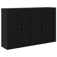 Produktbild för Väggmonterat skåp Väggmonterad 2 pcs Svart Ek 69,5 x 34 x 90 cm