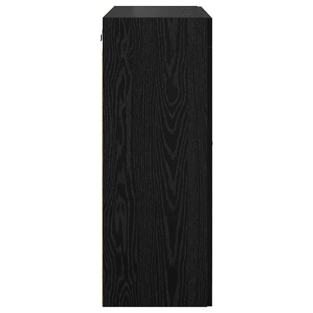 Produktbild för Väggmonterat skåp Väggmonterad 2 pcs Svart Ek 69,5 x 34 x 90 cm