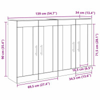 Produktbild för Väggmonterat skåp Väggmonterad 2 pcs Svart Ek 69,5 x 34 x 90 cm