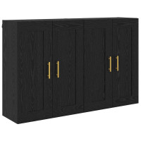 Produktbild för Väggmonterat skåp Väggmonterad 2 pcs Svart Ek 69,5 x 34 x 90 cm