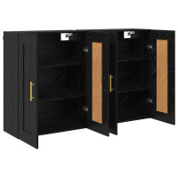 Produktbild för Väggmonterat skåp Väggmonterad 2 pcs Svart Ek 69,5 x 34 x 90 cm