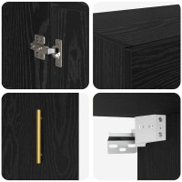 Produktbild för Väggmonterat skåp Väggmonterad 2 pcs Svart Ek 69,5 x 34 x 90 cm