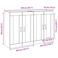 Produktbild för Väggmonterat skåp Väggmonterad 2 pcs Svart Ek 69,5 x 34 x 90 cm