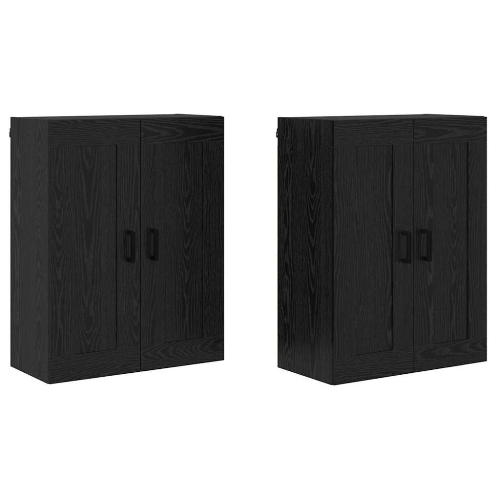 Produktbild för Väggmonterat skåp Väggmonterad 2 pcs Svart Ek 69,5 x 34 x 90 cm