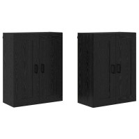 Produktbild för Väggmonterat skåp Väggmonterad 2 pcs Svart Ek 69,5 x 34 x 90 cm