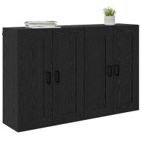 Produktbild för Väggmonterat skåp Väggmonterad 2 pcs Svart Ek 69,5 x 34 x 90 cm