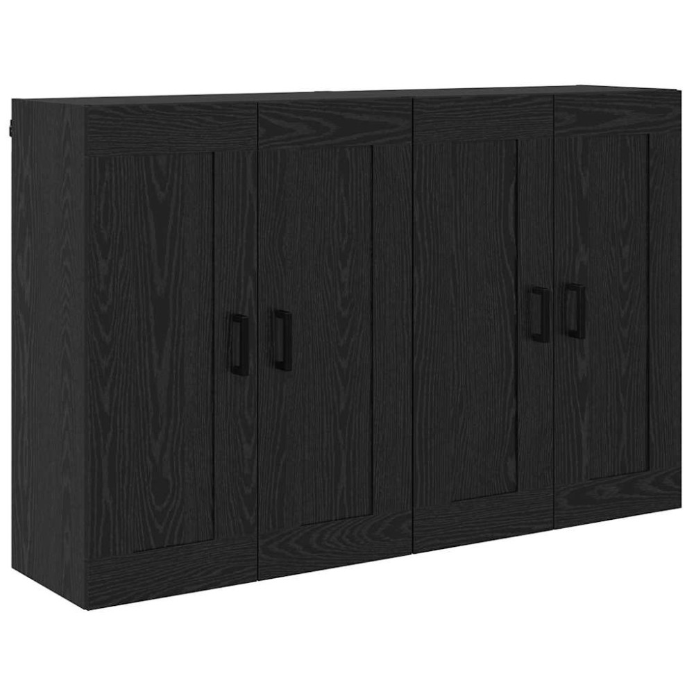 Produktbild för Väggmonterat skåp Väggmonterad 2 pcs Svart Ek 69,5 x 34 x 90 cm