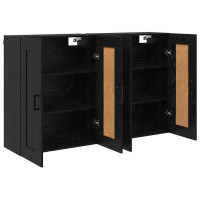 Produktbild för Väggmonterat skåp Väggmonterad 2 pcs Svart Ek 69,5 x 34 x 90 cm