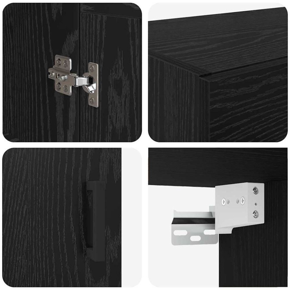Produktbild för Väggmonterat skåp Väggmonterad 2 pcs Svart Ek 69,5 x 34 x 90 cm