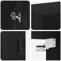 Produktbild för Väggmonterat skåp Väggmonterad 2 pcs Svart Ek 69,5 x 34 x 90 cm