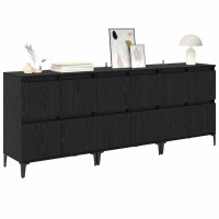 Produktbild för Skåp 3 pcs Svart Ek 60 x 35 x 70 cm Konstruerat trä