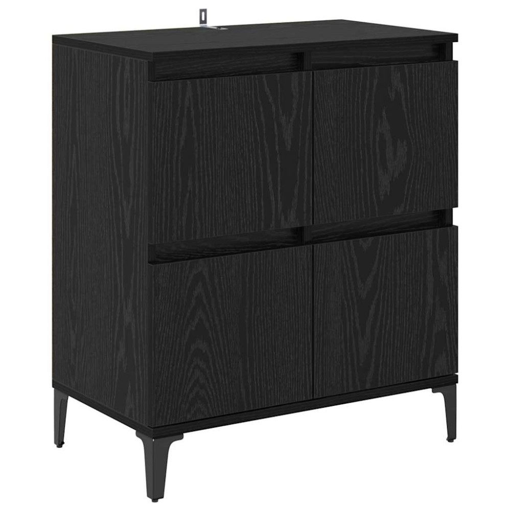 Produktbild för Skåp 3 pcs Svart Ek 60 x 35 x 70 cm Konstruerat trä