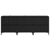 Produktbild för Skåp 3 pcs Svart Ek 60 x 35 x 70 cm Konstruerat trä
