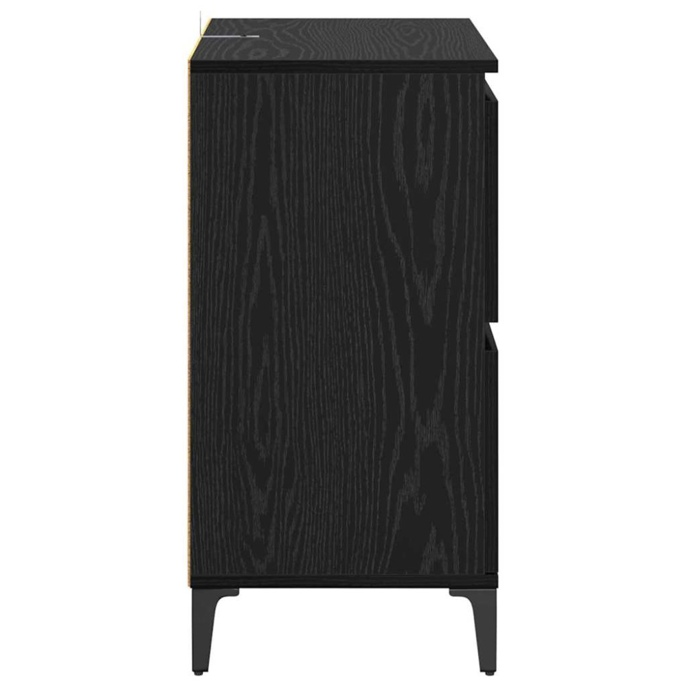 Produktbild för Skåp 3 pcs Svart Ek 60 x 35 x 70 cm Konstruerat trä