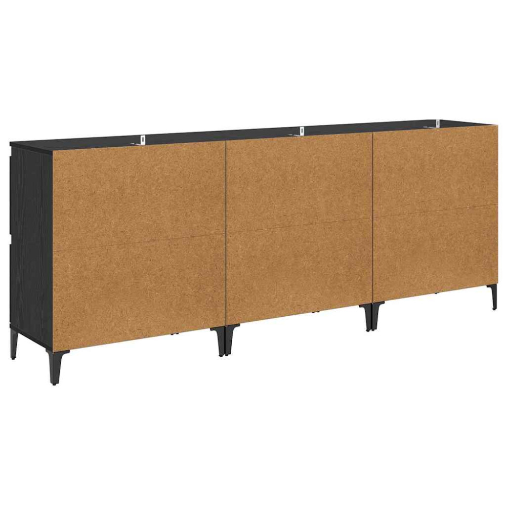 Produktbild för Skåp 3 pcs Svart Ek 60 x 35 x 70 cm Konstruerat trä