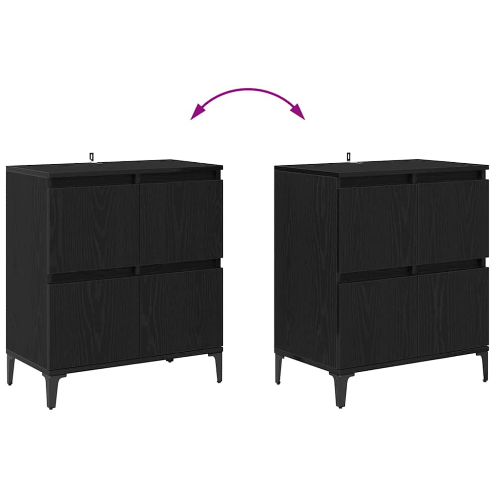 Produktbild för Skåp 3 pcs Svart Ek 60 x 35 x 70 cm Konstruerat trä