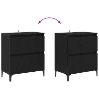 Produktbild för Skåp 3 pcs Svart Ek 60 x 35 x 70 cm Konstruerat trä
