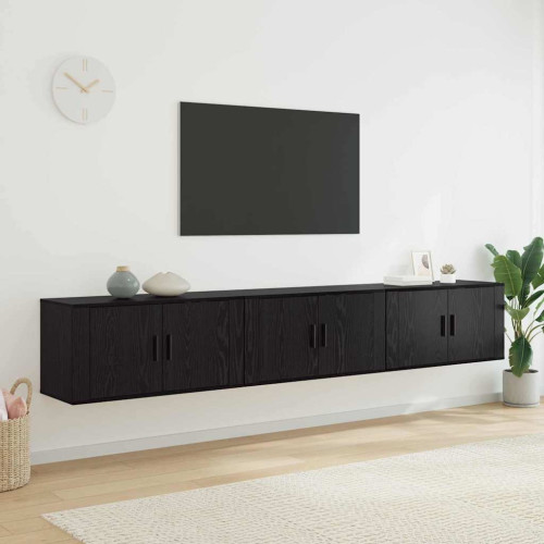 vidaXL Väggmonterad TV-byrå Set 3 pcs Svart Ek 80 x 34,5 x 40 cm