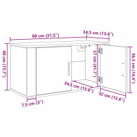 Produktbild för Väggmonterad TV-byrå Set 3 pcs Svart Ek 80 x 34,5 x 40 cm