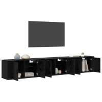 Produktbild för Väggmonterad TV-byrå Set 3 pcs Svart Ek 80 x 34,5 x 40 cm