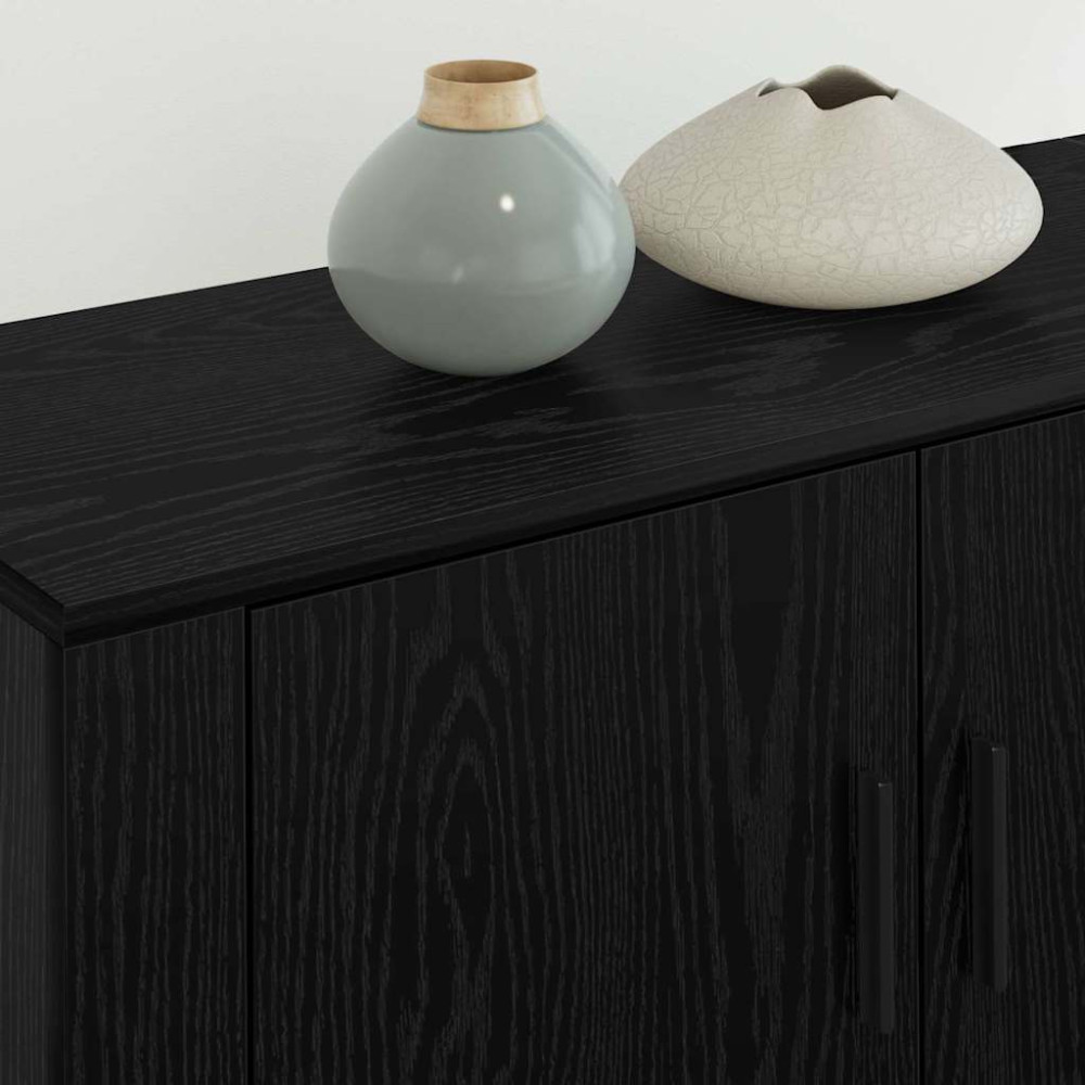 Produktbild för Väggmonterad TV-byrå Set 3 pcs Svart Ek 80 x 34,5 x 40 cm