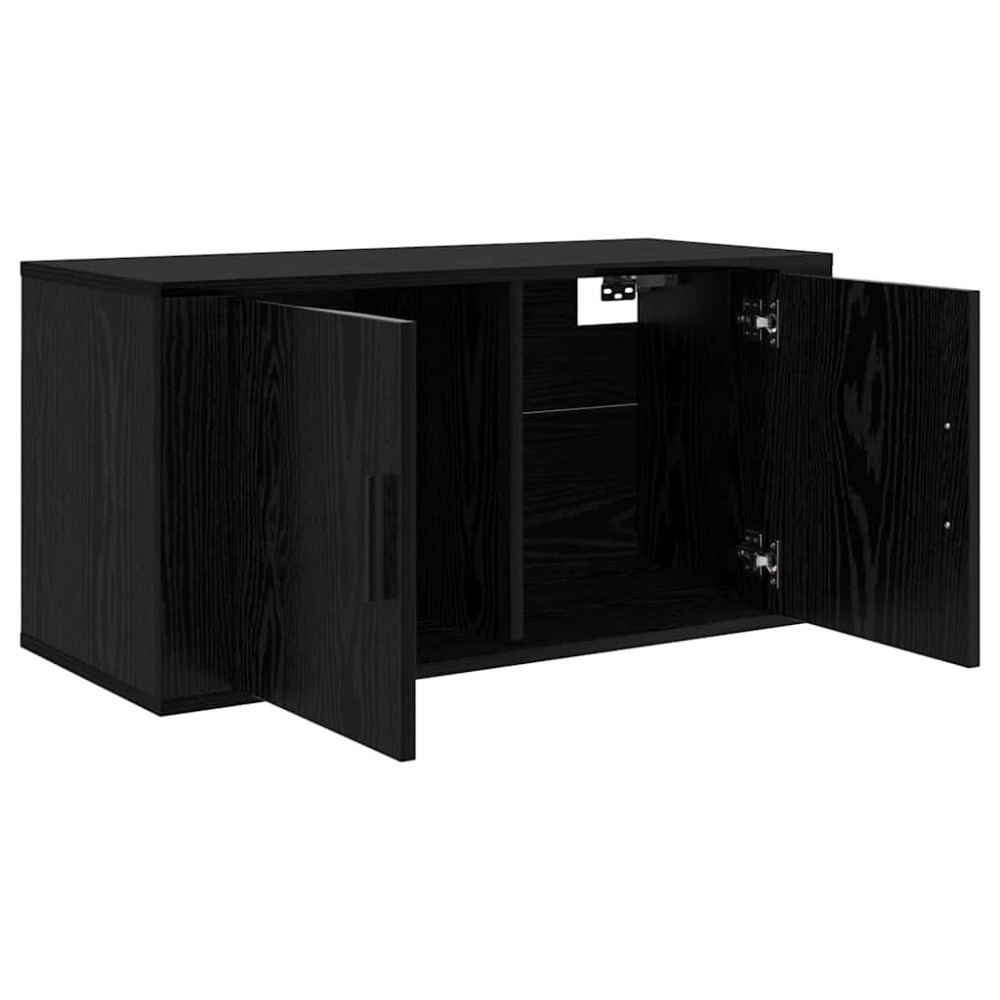 Produktbild för Väggmonterad TV-byrå Set 3 pcs Svart Ek 80 x 34,5 x 40 cm