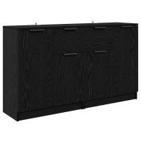 Produktbild för Skåp med låda 2 pcs Svart Ek 60 x 30 x 70 cm Konstruerat trä