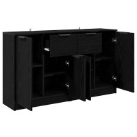 Produktbild för Skåp med låda 2 pcs Svart Ek 60 x 30 x 70 cm Konstruerat trä