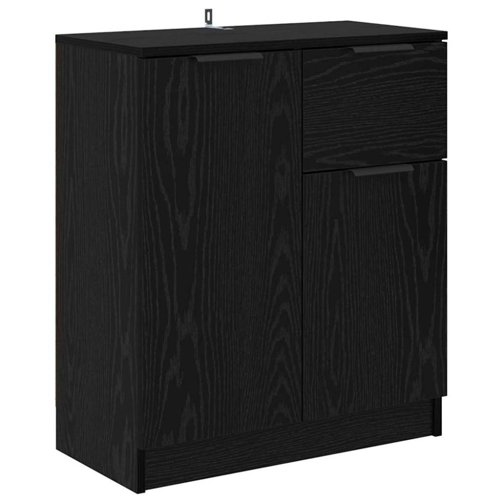 Produktbild för Skåp med låda 2 pcs Svart Ek 60 x 30 x 70 cm Konstruerat trä