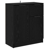 Produktbild för Skåp med låda 2 pcs Svart Ek 60 x 30 x 70 cm Konstruerat trä