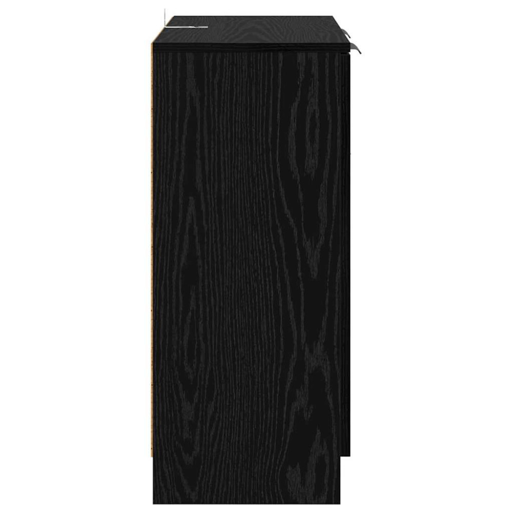 Produktbild för Skåp med låda 2 pcs Svart Ek 60 x 30 x 70 cm Konstruerat trä