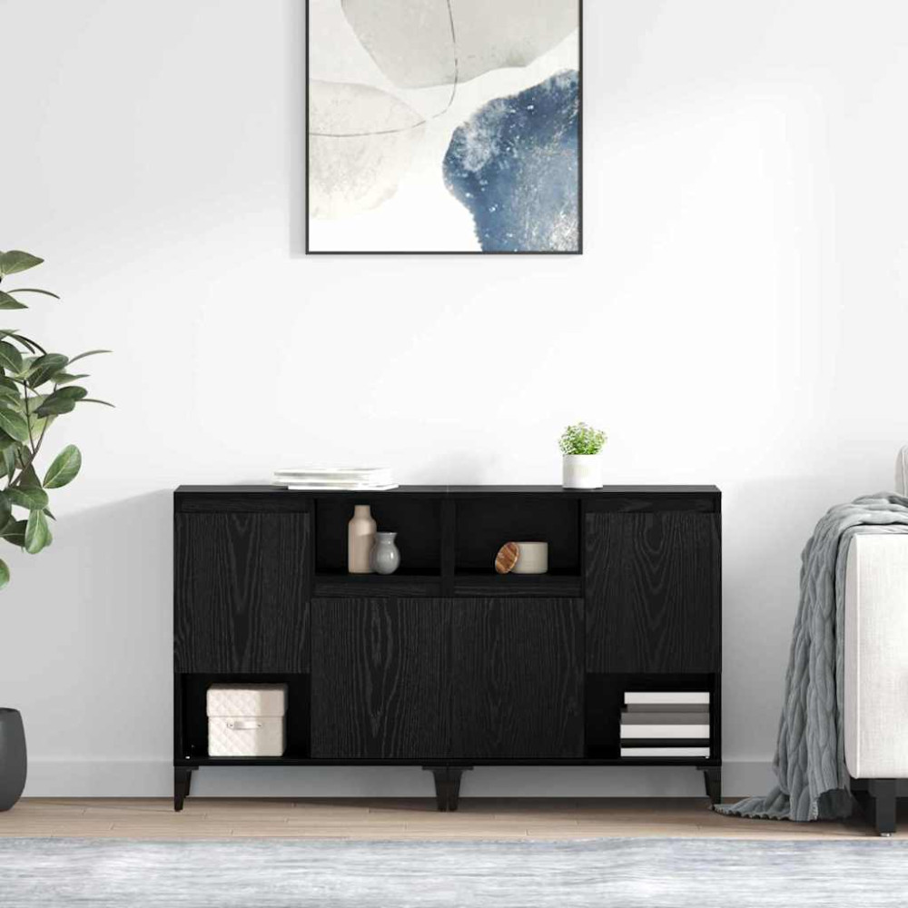 Produktbild för Skåp 2 pcs Svart Ek 60 x 35 x 70 cm Konstruerat trä