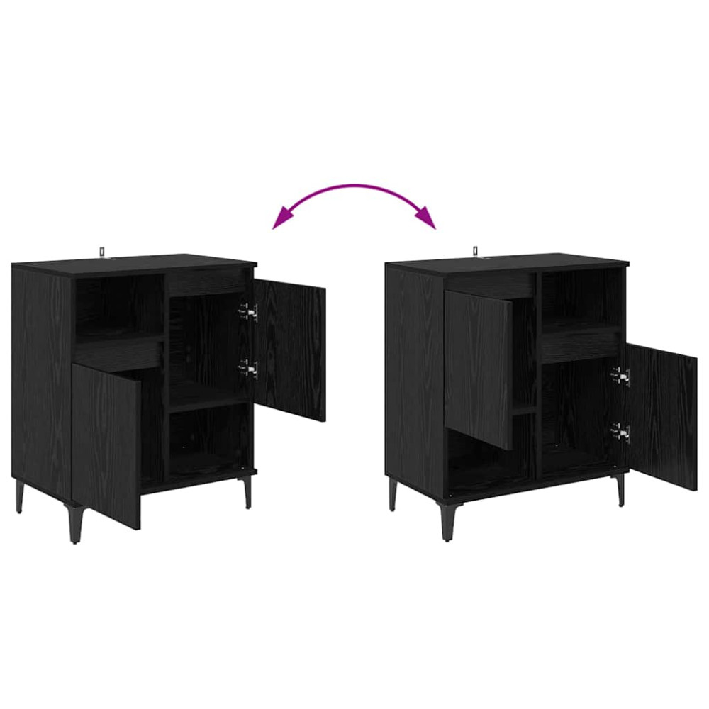 Produktbild för Skåp 2 pcs Svart Ek 60 x 35 x 70 cm Konstruerat trä