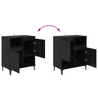 Produktbild för Skåp 2 pcs Svart Ek 60 x 35 x 70 cm Konstruerat trä