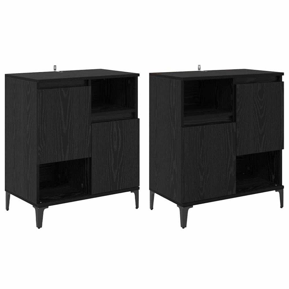 Produktbild för Skåp 2 pcs Svart Ek 60 x 35 x 70 cm Konstruerat trä