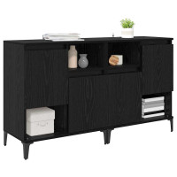 Produktbild för Skåp 2 pcs Svart Ek 60 x 35 x 70 cm Konstruerat trä