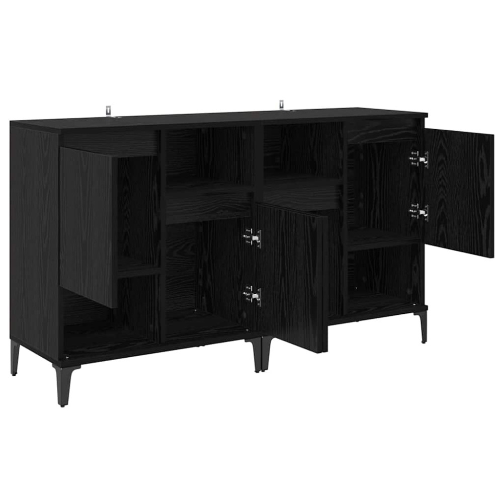 Produktbild för Skåp 2 pcs Svart Ek 60 x 35 x 70 cm Konstruerat trä