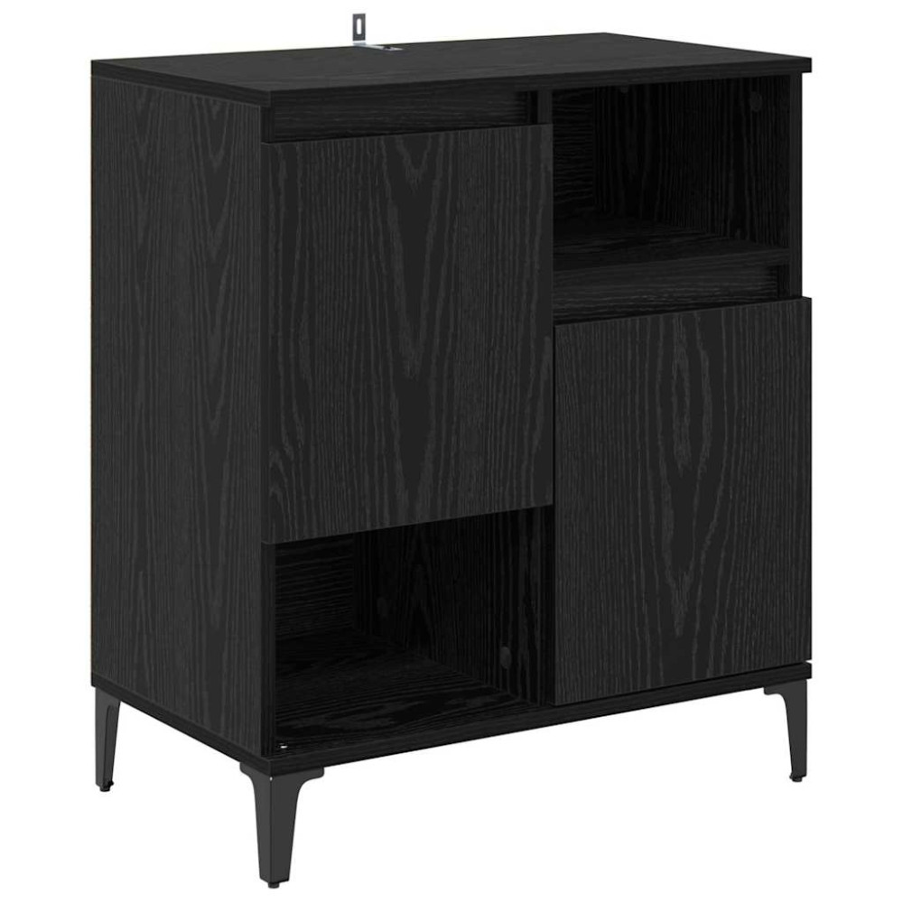 Produktbild för Skåp 2 pcs Svart Ek 60 x 35 x 70 cm Konstruerat trä