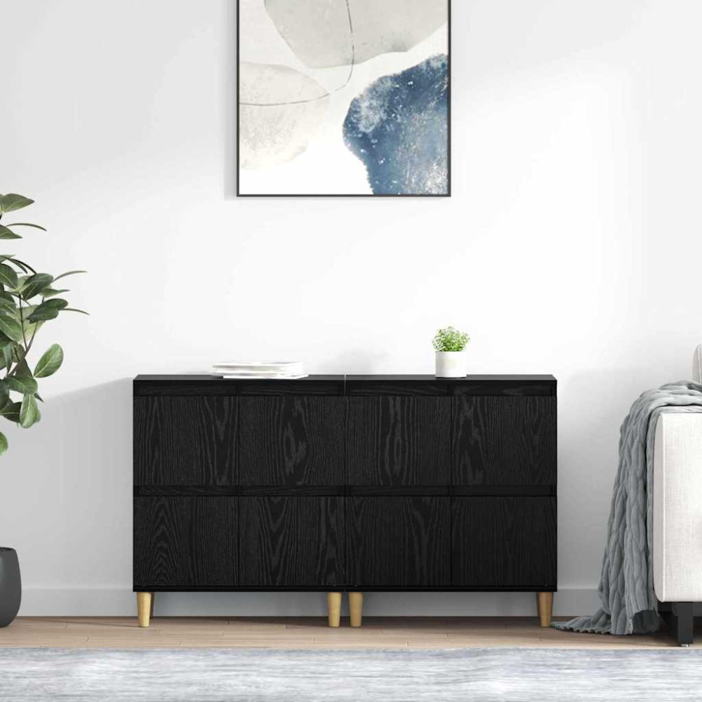 Produktbild för Skåp 2 pcs Svart Ek 60 x 35 x 70 cm Konstruerat trä