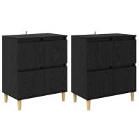 Produktbild för Skåp 2 pcs Svart Ek 60 x 35 x 70 cm Konstruerat trä