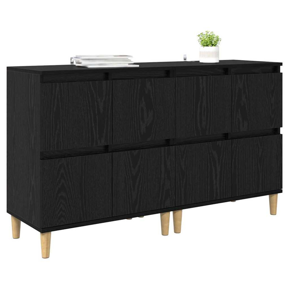 Produktbild för Skåp 2 pcs Svart Ek 60 x 35 x 70 cm Konstruerat trä