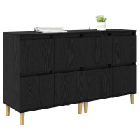 Produktbild för Skåp 2 pcs Svart Ek 60 x 35 x 70 cm Konstruerat trä