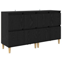 Produktbild för Skåp 2 pcs Svart Ek 60 x 35 x 70 cm Konstruerat trä