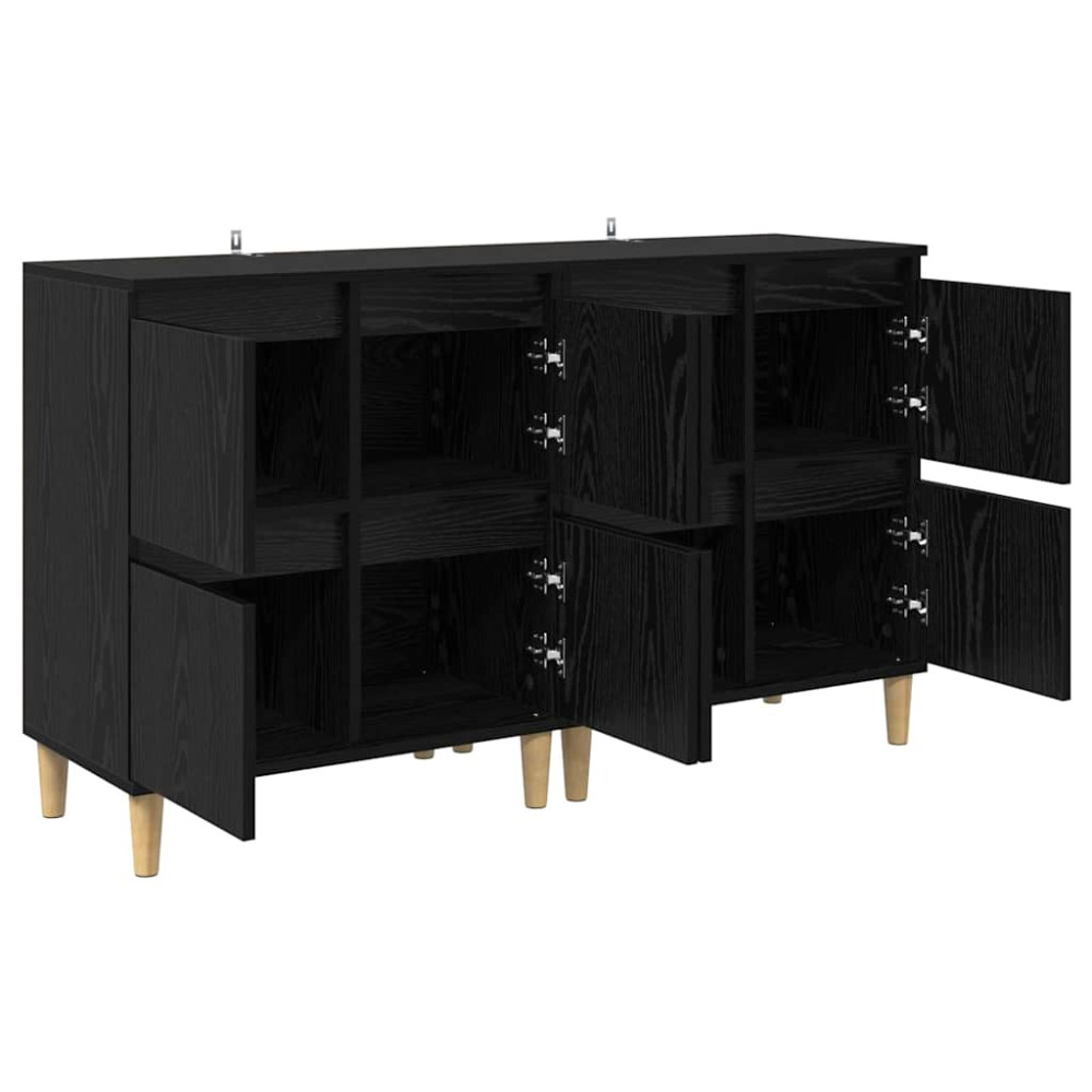 Produktbild för Skåp 2 pcs Svart Ek 60 x 35 x 70 cm Konstruerat trä