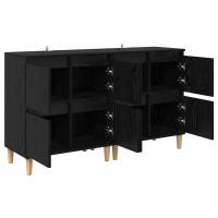 Produktbild för Skåp 2 pcs Svart Ek 60 x 35 x 70 cm Konstruerat trä