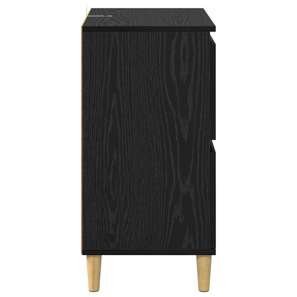 Produktbild för Skåp 2 pcs Svart Ek 60 x 35 x 70 cm Konstruerat trä