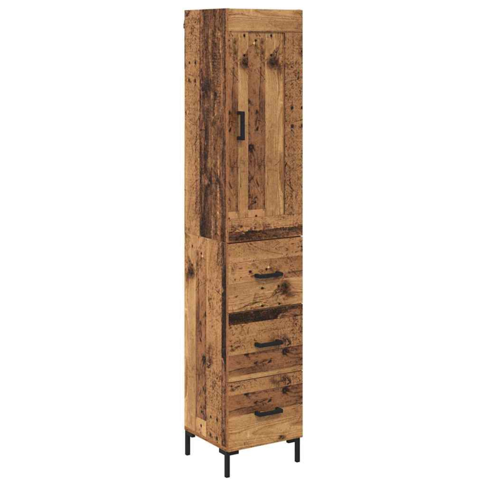 Produktbild för Skåp med låda Gammalt trä 34,5 x 34 x 180 cm Konstruerat trä