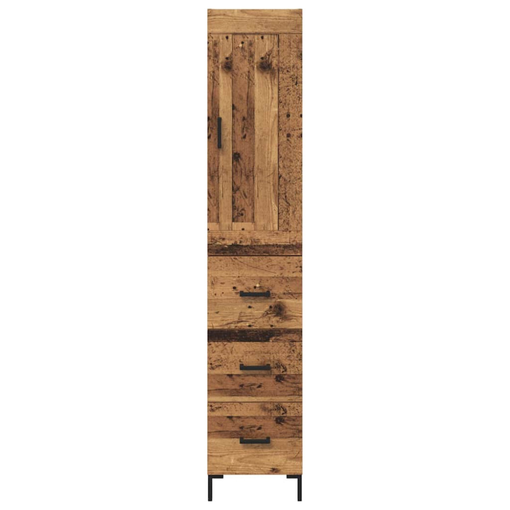 Produktbild för Skåp med låda Gammalt trä 34,5 x 34 x 180 cm Konstruerat trä