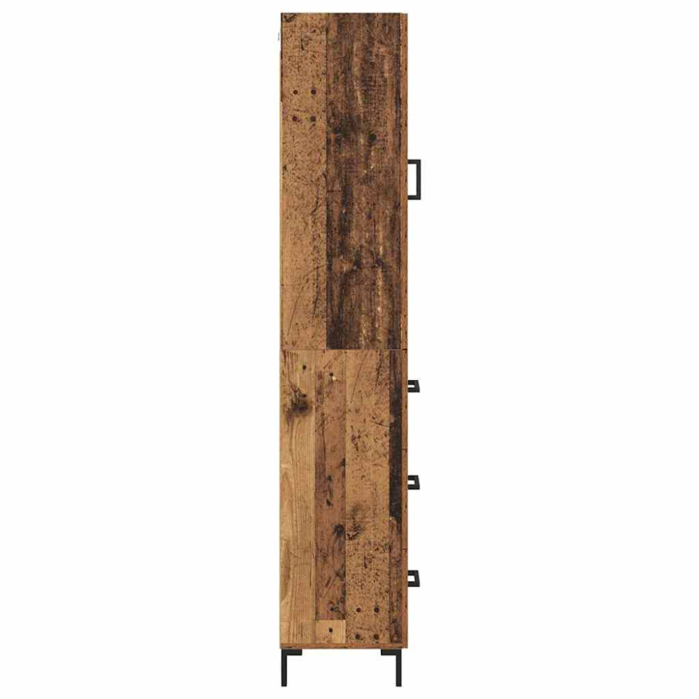 Produktbild för Skåp med låda Gammalt trä 34,5 x 34 x 180 cm Konstruerat trä